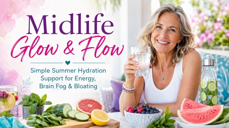 Midlife Glow & Flow: Simple Summer Hydration Support for Energy, Brain Fog & Bloating